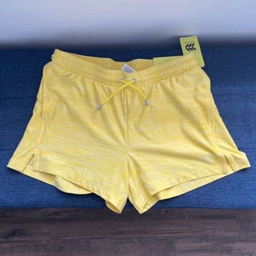 NWT All In Motion Girls Active Athletic Shorts Yellow Size Extra Large XL 14